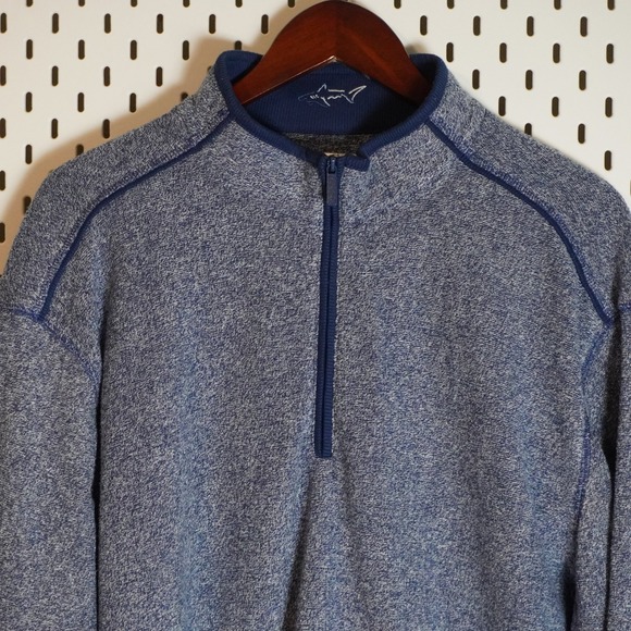 Greg Norman Mens Blue‎ Marled Fleece Quarter Zip Pullover Sweater XL - Picture 2 of 5
